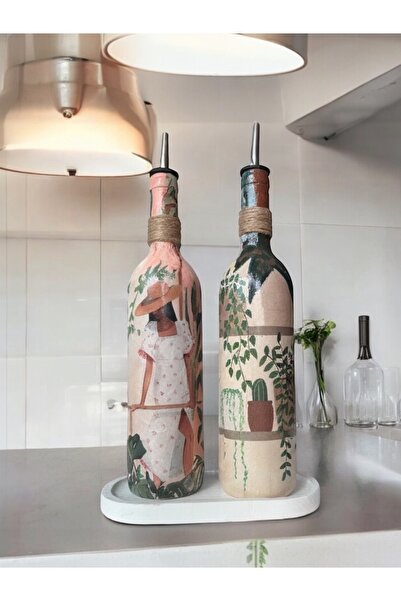 Mes Reves Women's and Cactus Patterned Black Oil Pot Sauce Bowl Set - Home and Kitchen Decor