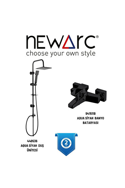 Newarc Aqua Siyah Duş Ünitesi,Aqua Siyah Banyo Bataryası,440536,941511B