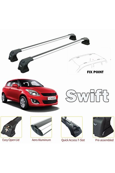 auto paw Suzuki Swift Portbagaj Taşıyıcı Ara Atkısı Uyumlu 2010-2007 Pro 3 Gri Set