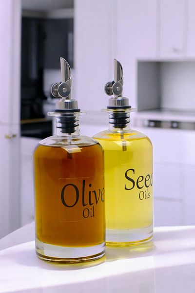 Digithome Vetro 500 ml Square 2-Piece Olive Oil and Liquid Bottle Oil Pot with Clear Label So-302