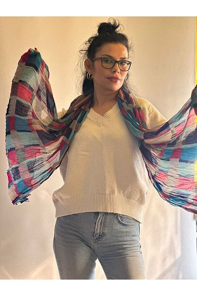 Gönülden Tasarım EșARFĂ DE FEMEI MOALE DE CULOARE PLAID 180X75 CM