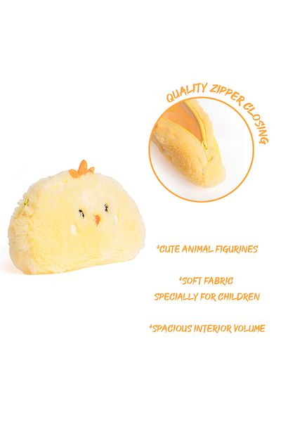 VUKİ Chick Shaped Plush Zippered Horizontal Pencil Case