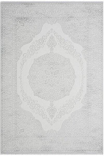 Karmen Halı Zenith Zn005a Gri Halı Antrasit Detaylı Göbekli Modern Yumuşak Ka...