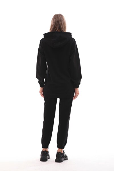 WestBound Black Women's Sports Set - Casual with Zipper and Slit