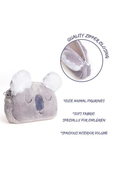 VUKİ Koala Shaped Plush Horizontal Pencil Case with Zipper