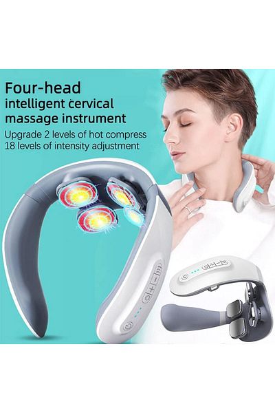 COOYA Cervical Spine Massager, Pulse Neck Guard, Shoulder And Neck Smart Hot Compress 4 Massage heads