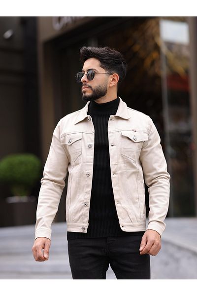 WKM Jachetă de blugi pentru bărbați, slim Fit, casual, cu croiala relaxată, fără denim