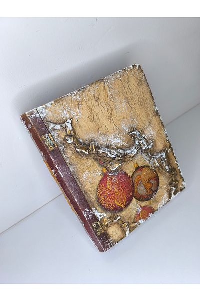 IremTasarimAtolyesi Christmas Decorative Book Box - Wooden Hand Painting, Vintage Bohemian Ceramic Plasticine