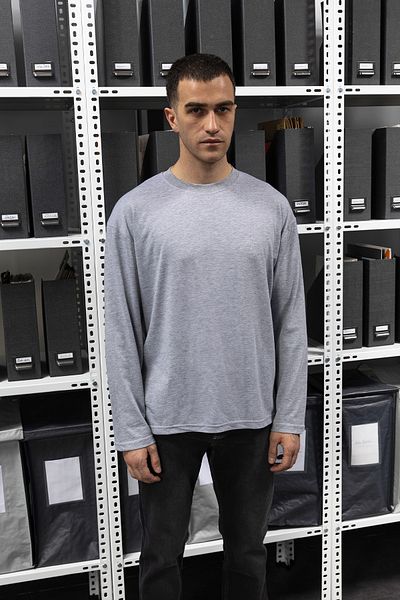 GIESTO Μακρυμάνικο Basic T-Shirt - Γκρι