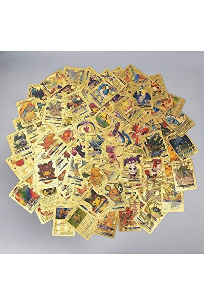 HEPBİMODA Pokemon Vmax Gold Card Tcg Gold Starter Box Pack 55 Adet Kabartmalı Koleksiyon Pokemon Kartları