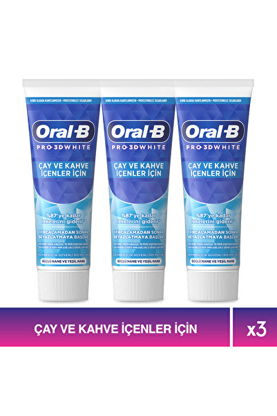 Oral-B 3D White Çay ve Kahve İçenler için Diş Macunu 75 ml x 3