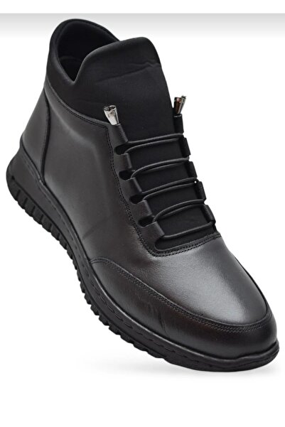 Özkan Ayakkabı SİYAH TAM ORTOPEDİK HAKİKİ DERİ LASTİKLİ FERMUARLI KIŞLIK ANNE KADIN BOT