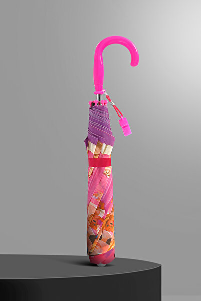 ModaLucci Kız Çocuk Düdüklü Şemsiye Dayanıklı Özel Tasarım Figür Desenli Çocuk Şemsiyesi 8 Tel