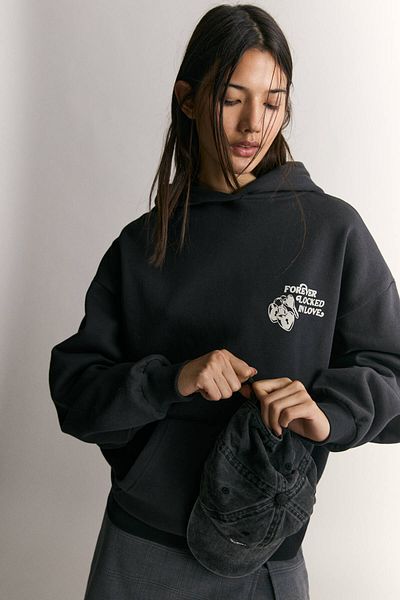 Pull & Bear Sweatshirt with Padlock Print and Hood