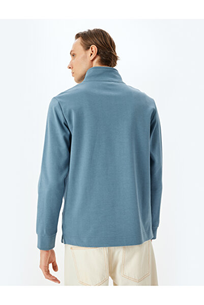 Koton Yarım Fermuarlı Mavi Erkek Sweatshirt 5SAM70002MK