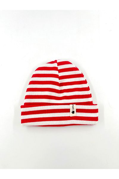 anna sofie 1-5 Years Unisex Red-White Striped Ribbed 100% Cotton Corset Beanie