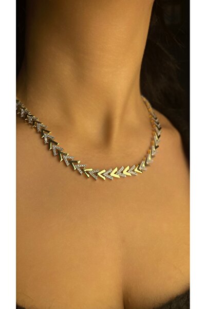 TREND V Model Taşlı Kadın Kolye Vip Kolye