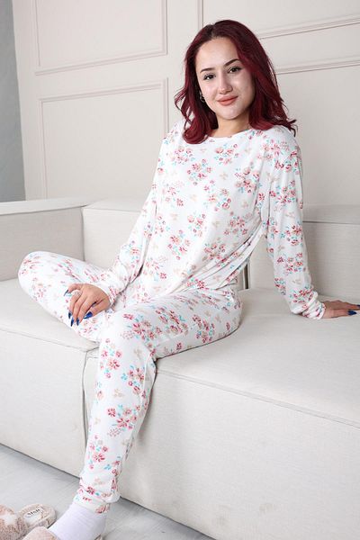 Niket Life White Long Sleeve Floral Print Pajamas Set