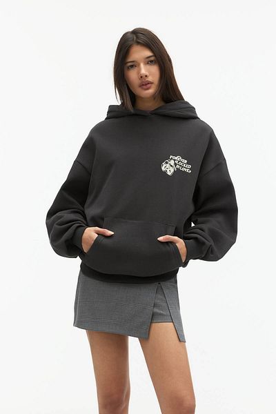 Pull & Bear Sweatshirt with Padlock Print and Hood