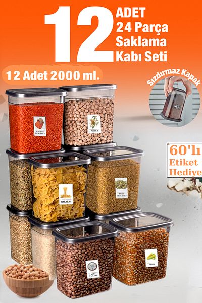welcomein 2 Liters 2000 Ml. Food Rack - 12 Pieces 24 Pieces Rectangular Storage Container Dowry Set with Sticker Gift