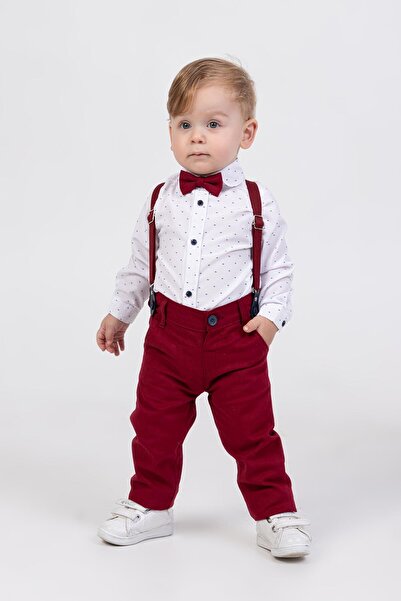 BİGÜMEX Striped Patterned Salopet 4-Piece Boy's Bodysuit Suit