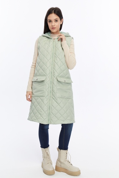 sehatex Women's Zipper Detailed Long Quilted Vest