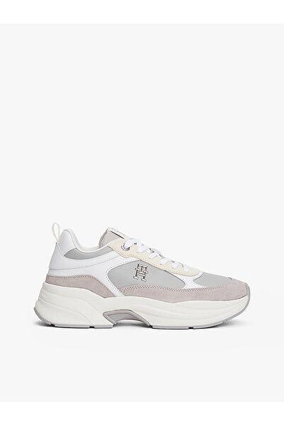 Tommy Hilfiger Kadın Yüksek Rahat Taban Renk Geçişli Deri Gri Sneaker FW0FW08616-PS3