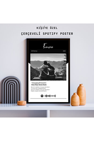 POSTER Kişiye Özel Spotify Şarkı Sözü ve Barkodlu Çerçeveli Poster - Anlamlı ve Unutulmaz Hediye