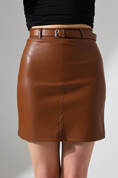 Zula Moda Fusta Mini din piele ZRA - Model cu curea