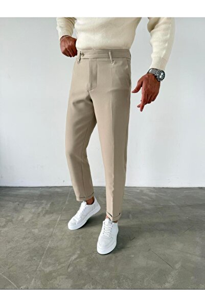 MODA BELİ LASTİKLİ DUBLE PAÇA BOYFRİEND KUMAŞ