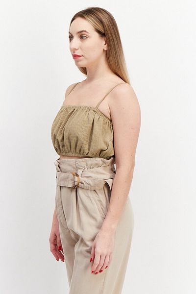 4th & Reckless Women Square Neck Sleeveless Textured Tank Tops, Beige