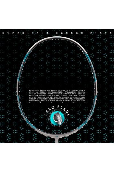 Hundred Nuclear 78 Badminton Racquet | White/blue | Durable & Lightweight | Badminton Racket