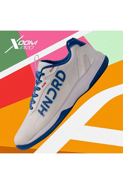 Hundred Xoom Pro Non-marking Badminton Shoes | White/blue | Durable Sports Shoes | Size Uk 6