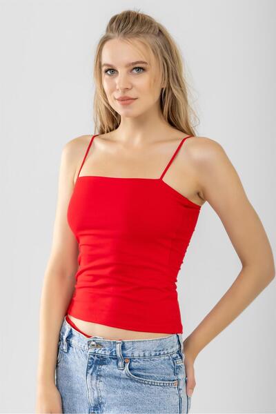 BAYKAR Women's Thin Thread Strap Cotton Basic Undershirt Red