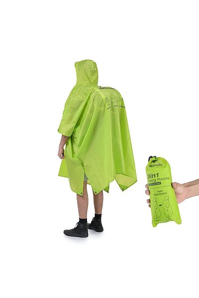 Naturehike New 3-in-1 Poncho | Green (20D) | Compact & Waterproof | Outdoor Camping Essentials