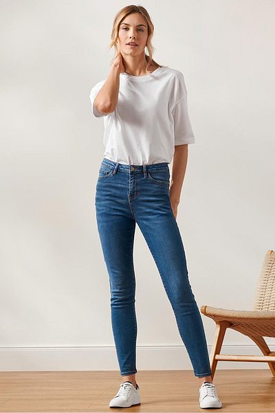 Tchibo Women Skinny Fit Wash Jeans, Blue