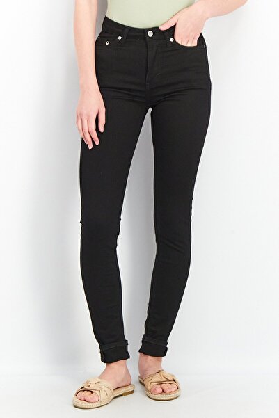 Weekday Women Skinny Fit High Waist Solid Denim Jeans, Black