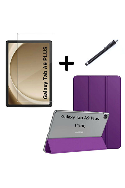 UnDePlus Samsung Galaxy Tab A9 Plus X210 Kılıf Set Pu Deri Smart Tablet Kilifi Ekran Koruyucu Kalem X216