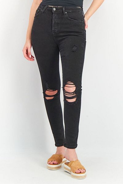Forever 21 Women Skinny Fit High Rise Denim Jeans, Black