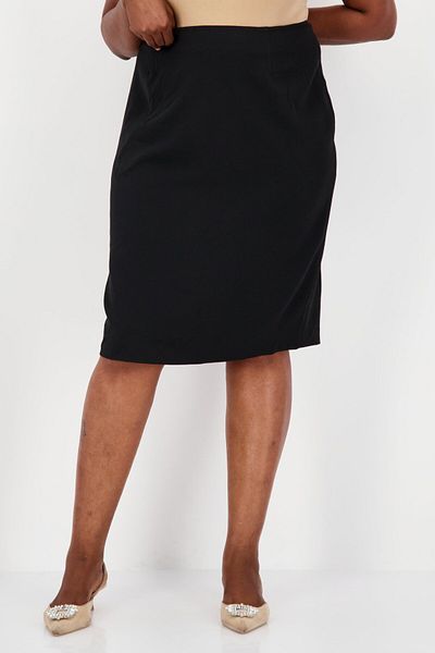Kasper Women Plus Size Plain Midi Skirt, Black