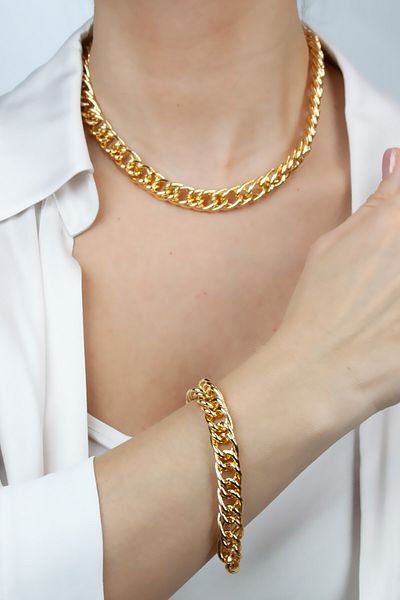 Liveyn Design Knitted Chain Necklace Bracelet Set