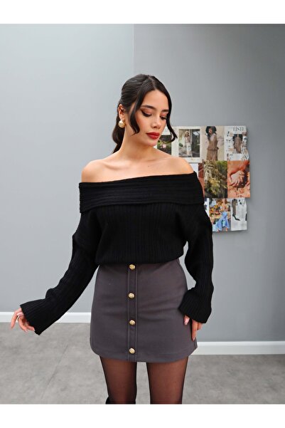 ESRAHELVACI Gold Buttoned Mini Skirt