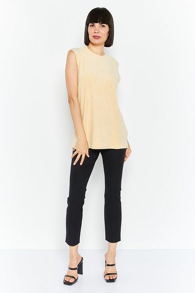 4th & Reckless Women Crew Neck Sleeveless Textured Tank Top, Beige