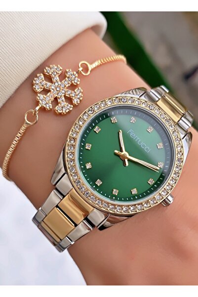 Ferrucci Ferruci Marka Sarı Gümüş Renk Çelik Kordon 2 Yıl Garantili Kadın Kol...