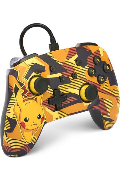 Powera وحدة تحكم سلكية محسنة لجهاز Nintendo Switch - Camo Storm Pikachu
