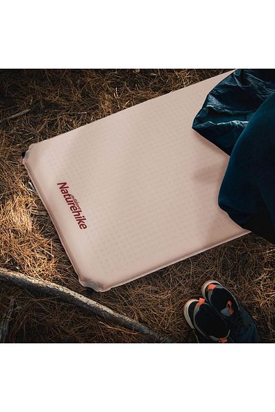 Naturehike Square Self-inflatable Sleeping Pad | Beige | Comfortable Camping Mat | Portable & Lightweight