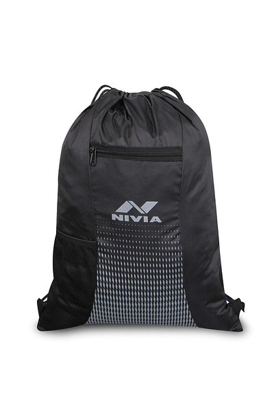 Nivia String Bag With Sipper Pocket | Black | Sports Bag | Gym Accessories