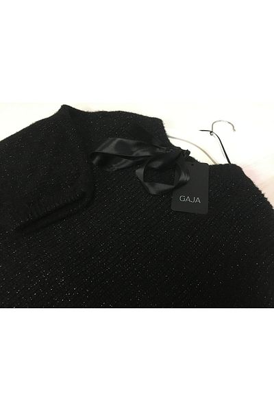 GAJA Pulover negru cu panglică cu gât pentru bicicletă Gj7706