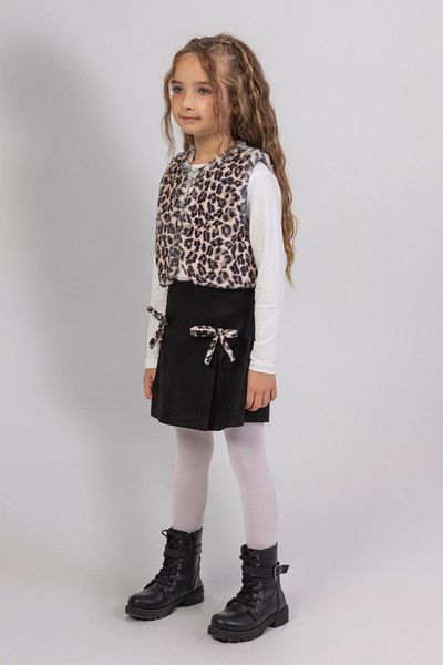 HAUSEkids 3-8 Years Old Girl's Leo Design Set with Shorts and Skirts - Ecru