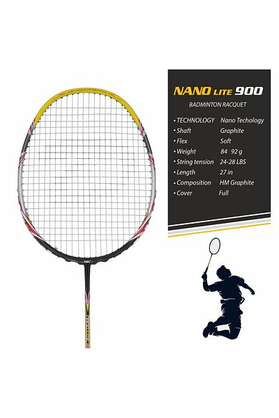 DSC Nano Lite 900 Badminton Racquet | Lightweight Graphite | Enhanced Performance | Full Cover